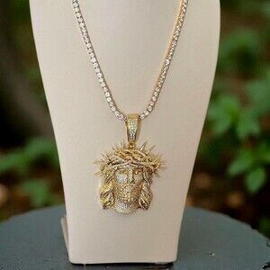 Jesus Pendant With tennis necklace cz